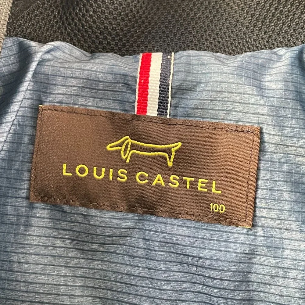 Louis Castel Mens‎ 100 Medium Lightweight Blue Nylon Bomber Jacket Zip Up